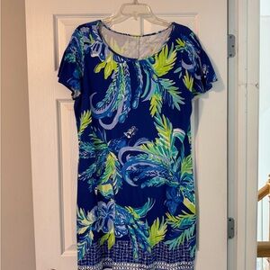 Lilly Pulitzer Blue and Green Leaf Dress